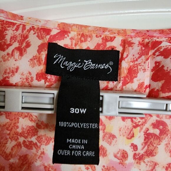 Maggie Barnes Flutter Sleeve Top Woman 30W Peach Orange Open Front Semi Shear - Picture 5 of 10